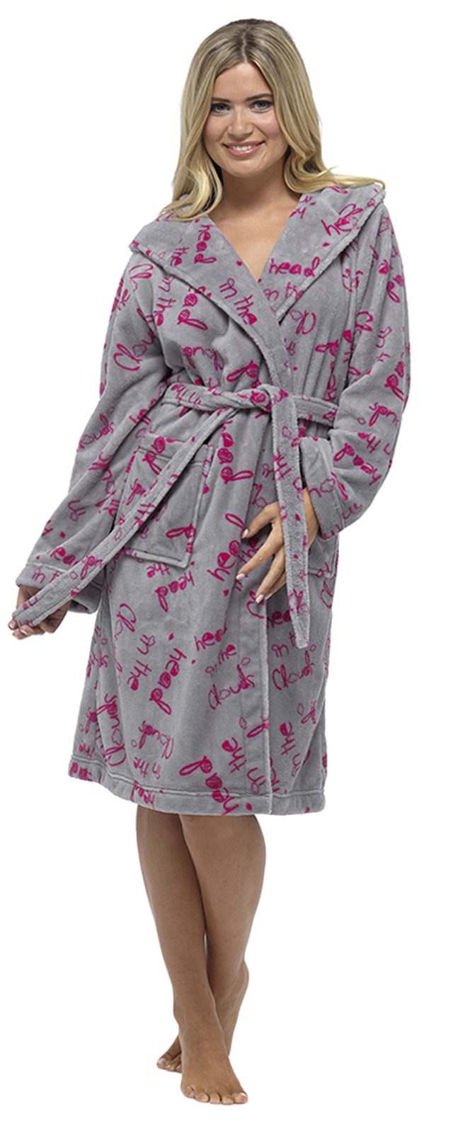 Womens Full Length Luxury Flannel Fleece Dressing Gown Bath Robe